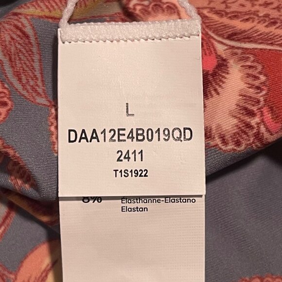 Cupshe Women 1Piece Swimsuit Large Gray Retro Floral Tummy V-Neck Tummy Control - Picture 5 of 7